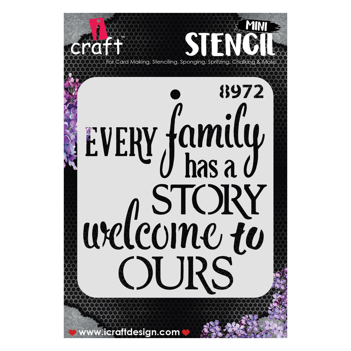 iCraft Multi-Surface Stencils - Perfect for Walls, DIY & Resin Art Projects | Reusable |Mini Stencil 4"x 4"-8972