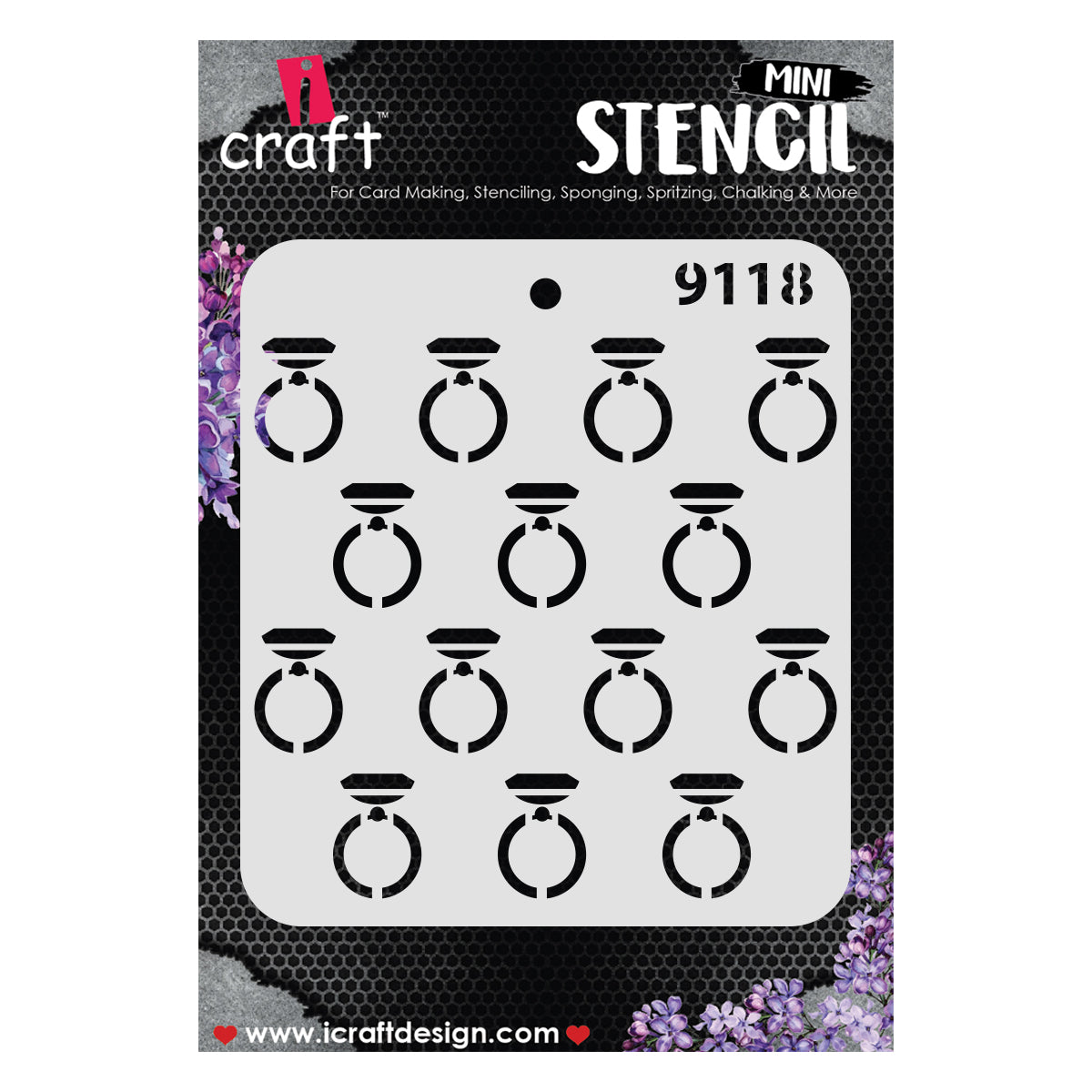 iCraft Multi-Surface Stencils - Perfect for Walls, DIY & Resin Art Projects | Reusable |Mini Stencil 4"x 4"-9118