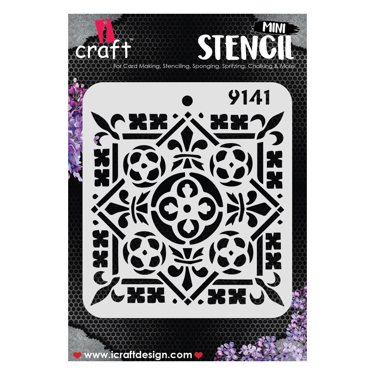 iCraft Multi-Surface Stencils - Perfect for Walls, DIY & Resin Art Projects | Reusable |Mini Stencil 4"x 4"-9141