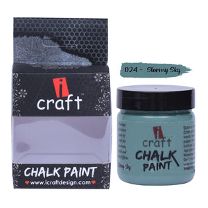 iCraft Premium Chalk Paint - Smooth, Creamy & Non-Toxic - Ideal for DIY & Resin Projects-100ml Stormy Sky