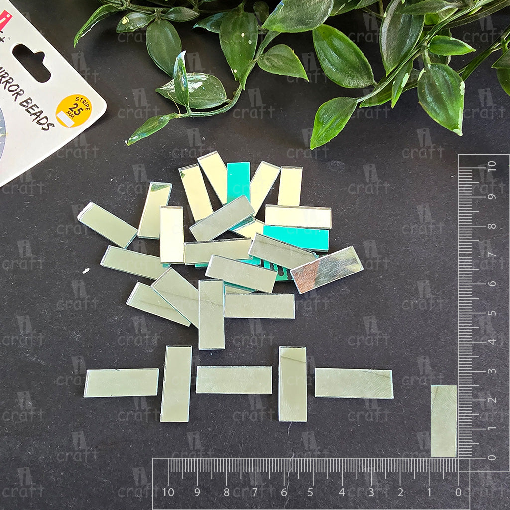 iCraft Stripe Glass Mirror Beads. Pack Of 50 Grams
