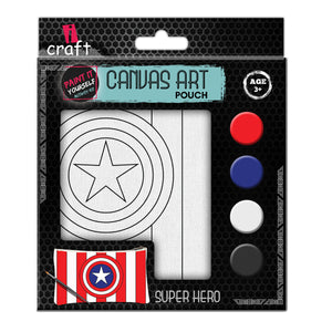 iCraft DIY Canvas Pouch - Paint It Yourself Activity Kit  for Kids - Super Hero