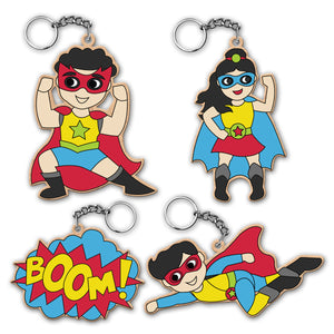 iCraft DIY Keychain Set - Paint It Yourself Activity Kit Art Kit for Kids - Super Human