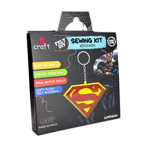 iCraft DIY Felt Keychain - Sewing Kit Keychain Home Decor Art Kit for Kids-Superman