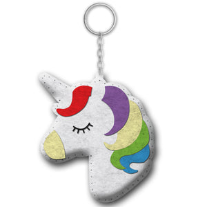 iCraft DIY Felt Keychain - Sewing Kit Keychain Home Decor Art Kit for Kids-Unicorn
