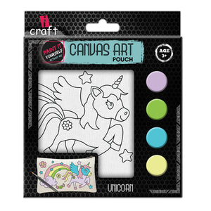 iCraft DIY Canvas Pouch - Paint It Yourself Activity Kit  for Kids - Unicorn