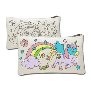 iCraft DIY Canvas Pouch - Paint It Yourself Activity Kit  for Kids - Unicorn