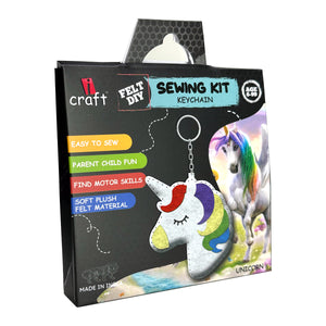 iCraft DIY Felt Keychain - Sewing Kit Keychain Home Decor Art Kit for Kids-Unicorn