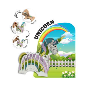 iCraft DIY 3D Animal Pen Stand Kit - Kids Home Decor with a Twist - Unicorn