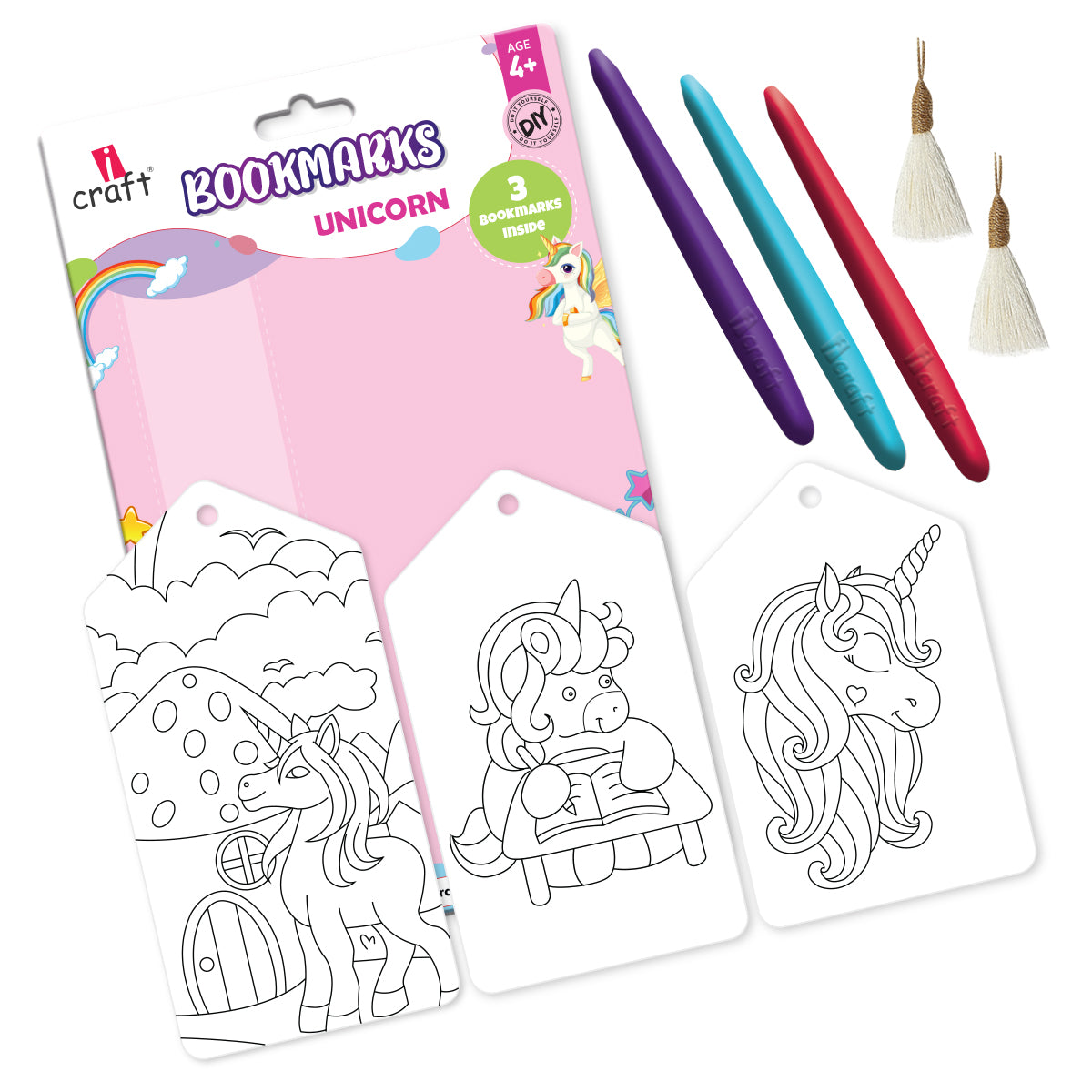 Kids DIY Bookmark Coloring Kit - Unicorn Design