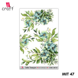 iCraft Water Transfer Stickers- Best use for Resin, Fabric, Plastic, MDF & Glass - Decorative Decals in Floral, Quotes & More (3.5" x 5")-MIT 47