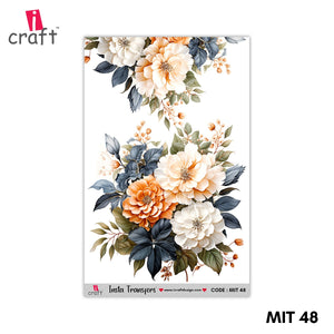 iCraft Water Transfer Stickers- Best use for Resin, Fabric, Plastic, MDF & Glass - Decorative Decals in Floral, Quotes & More (3.5" x 5")-MIT 48