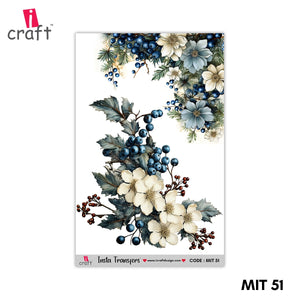 iCraft Water Transfer Stickers- Best use for Resin, Fabric, Plastic, MDF & Glass - Decorative Decals in Floral, Quotes & More (3.5" x 5")-MIT 51
