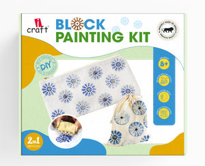 iCraft DIY Block Painting Kit | Traditional Art Set with Canvas Pouch, Paints & Designer Block