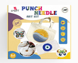 iCraft DIY Punch Needle Kit with Printed Tote Bag | Hand Embroidery Craft Set for Beginners