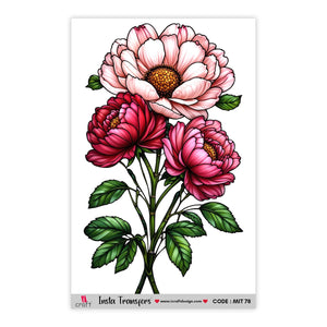 iCraft Water Transfer Stickers-MIT 78 (Peonies)
