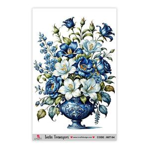 iCraft Water Transfer Stickers-MIT 84 (Blue and white flowerpot)