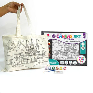 iCraft DIY Canvas Tote Bag - Paint It Yourself Activity Kit DIY Fashion Art Kit*-Unicorn Castle