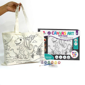 iCraft DIY Canvas Tote Bag - Paint It Yourself Activity Kit DIY Fashion Art Kit*-Dinosaur