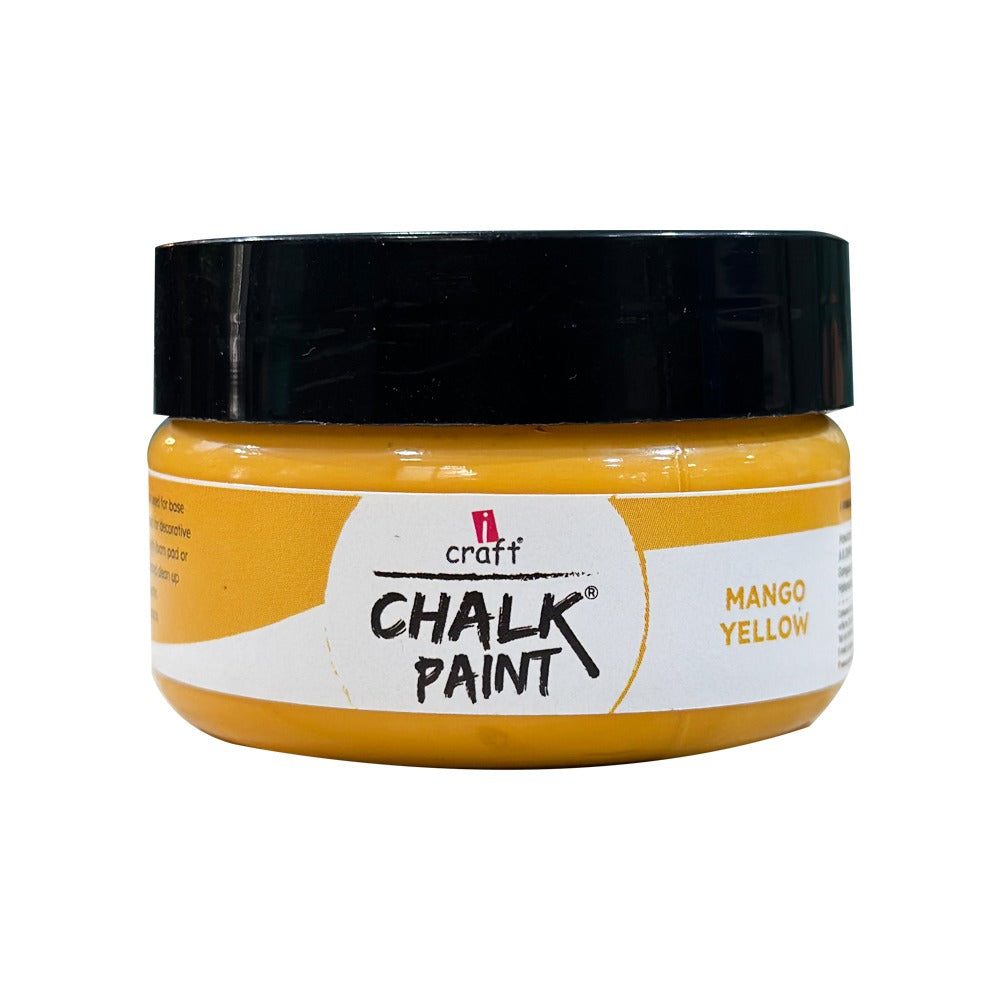 iCraft Premium Chalk Paint - Smooth, Creamy & Non-Toxic - Ideal for DIY & Resin Projects-50ml Mango Yellow