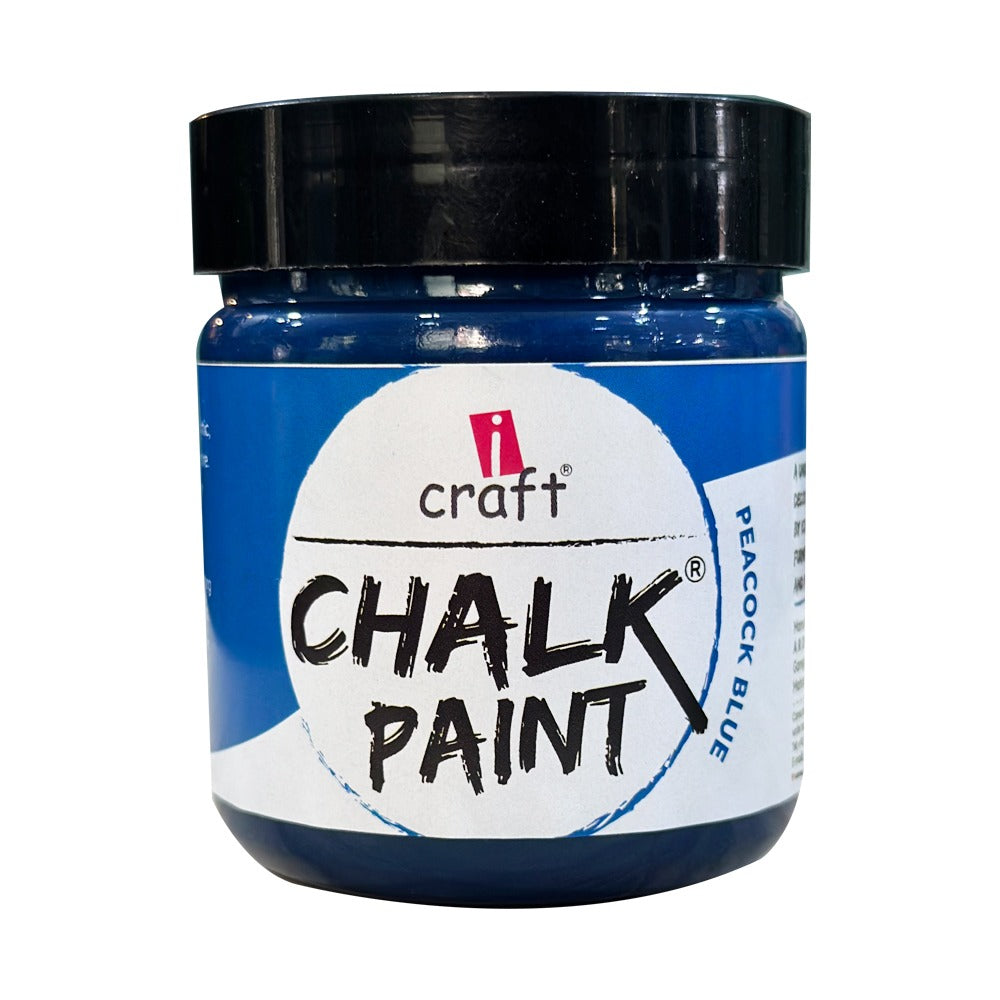 iCraft Premium Chalk Paint - Smooth, Creamy & Non-Toxic - Ideal for DIY & Resin Projects-100ml Peacock Blue