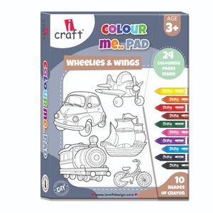 Vehicle Coloring Pad for Toddlers & Preschoolers - 24 Pages of Cars, Planes, Trains & More + 10 Crayons - Kids Art Set Gift