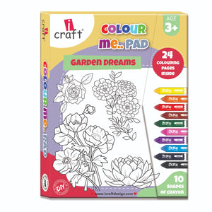 Coloring Books for Kids Ages 3-5: iCraft Garden Dreams Colouring Pad with Crayons - Art Supplies, Birthday Gifts, Party Favors