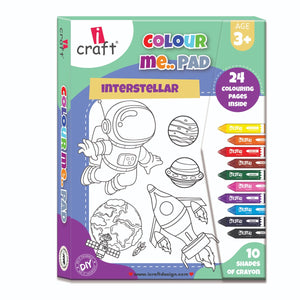 Kids Space Coloring Book with Crayons - 24 Interstellar Coloring Pages for Boys & Girls Ages 3+, Great Gift Idea