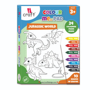 Jurassic World Colouring Pad with Crayons - 24 Dinosaur Coloring Pages for Children Ages 3 and Up - Kids Art Set - Birthday Party Favors & Gifts