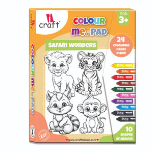 Safari Animals Coloring Book for Kids Ages 3-5 with Crayons - 24 Page Colouring Pad & 10 Crayons - Great Gift for Toddlers & Preschoolers