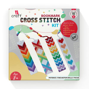 Kids Cross Stitch Bookmark Kit - Easy Craft Activity, Rainbow Designs, Perfect Gift