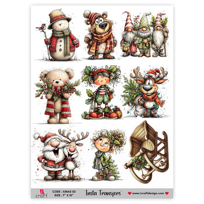 Water Transfers - Whimsical Christmas Friends (Code: XMAS 03)