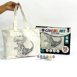 iCraft DIY Canvas Tote Bag - Paint It Yourself Activity Kit DIY Fashion Art Kit*-Dinosaur