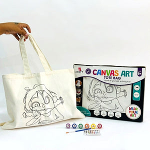 iCraft DIY Canvas Tote Bag - Paint It Yourself Activity Kit DIY Fashion Art Kit*-A Girl