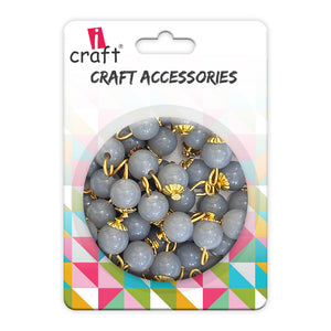 iCraft Accessories-Hanging Glass Beads - Gray. Pack Of 20 Grams