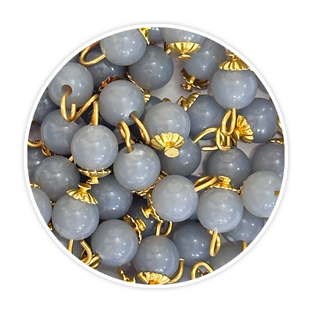 iCraft Accessories-Hanging Glass Beads - Gray. Pack Of 20 Grams