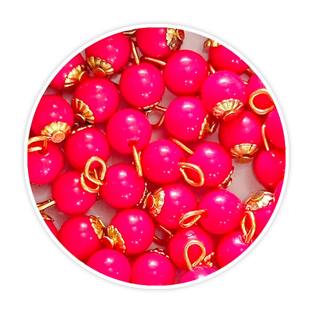 iCraft Accessories-Hanging Glass Beads - Neon Pink.Pack Of 20 Grams